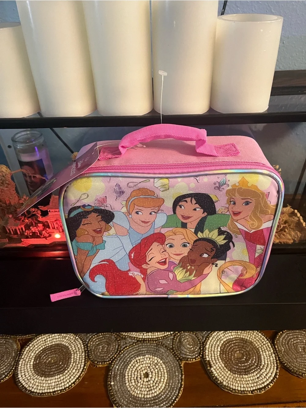 Disney Princess Pink Glitter Girls Lunch Bag